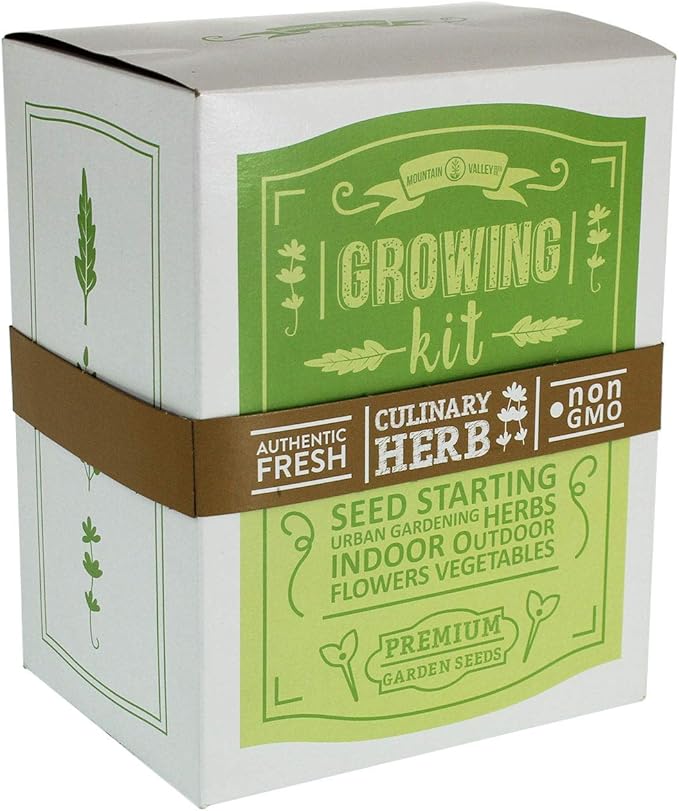 Culinary Indoor Herb Garden Starter Kit | Basic Herb Seeds | 6 Non-GMO Varieties | Grow Cooking Herbs & Spices | Seeds: Basil, Dill, Parsley, Chives, Mustard, Oregano