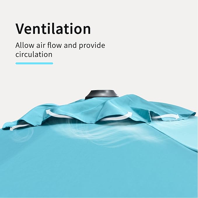 PURPLE LEAF 9' X 11.5' Patio Umbrella with Base Outdoor Cantilever Rectangle Umbrella Offset Umbrella with 360-degree Rotation for Garden Deck Pool Patio, Turquoise Blue