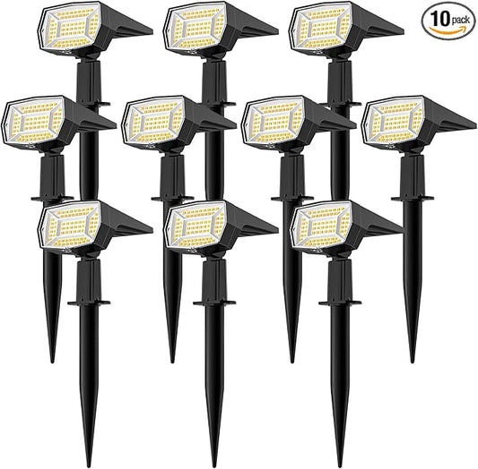 Fabrito 72 LEDs Solar Spot Lights Outdoor Waterproof, 3 Modes Landscape Spotlights, Dusk to Dawn Solar Powered Flood Wall Lights for Outside, Solar Garden Lights for Yard Porch 10 Pack (Warm White)