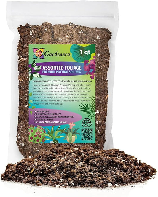 Premium Assorted Foliage Potting Mix - Expertly Crafted Blend for Optimal Growth and Vibrant Display - 1 Quart