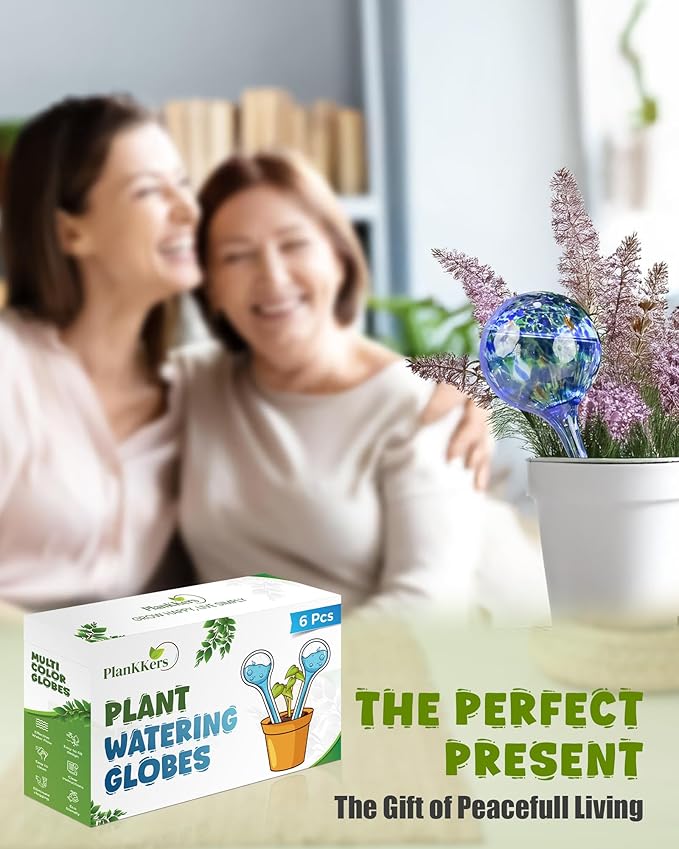 Iridescent Self Watering Globes, Glass Rainbow Plant Watering Globes, Self Watering Planter Insert, Automatic Plant Waterer Indoor (Large-6 Pcs Multi-Color, Large)