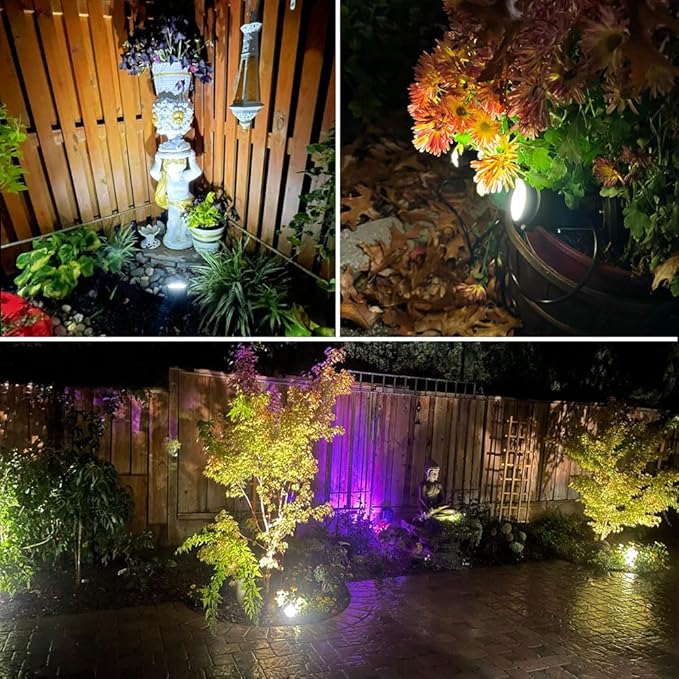 Outdoor Landscape Lighting, 24W 4 Pack Outdoor Spot Lights with Transformer for Yard, Plant, Lawn, Tree, Flags, House, Garden, Fence, 120V Low Voltage Landscape Lights, IP65 Waterproof