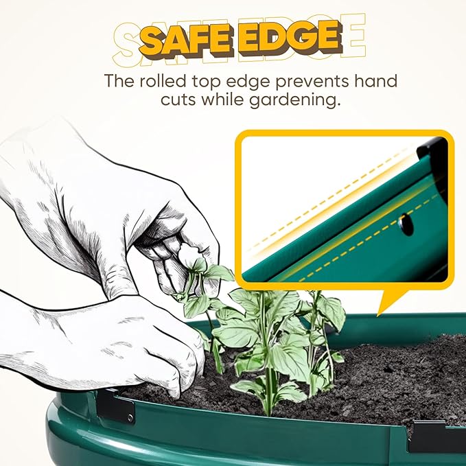 KING BIRD Raised Garden Bed Kit 2025 Upgraded Quick-Setup Galvanized Planter Garden Box Outdoor for Gardening, Vegetables, Flowers, 74x36x12 in, Green 2PCS