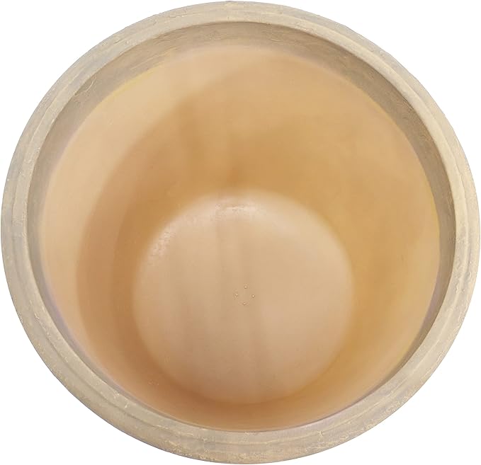 Sunnydaze 24-Inch Anjelica Large Plastic Pot for Plants - Outdoor Polyresin Round Planter with Drillable Drainage Holes - Beige - 4pk