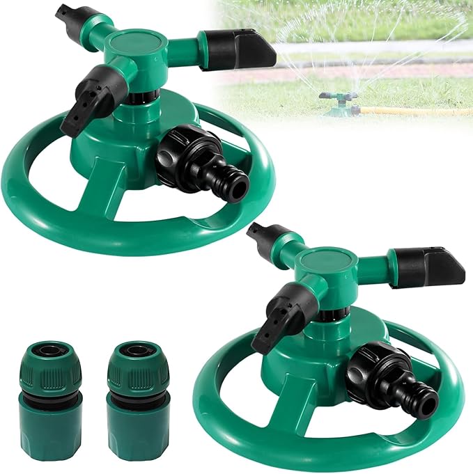2 Pack Sprinklers for Yard, 360Rotating Lawn Sprinkler, Sprinklers for Yard Large Area, Lawn Sprinklers, Powerful and Even Watering for Lawns and Gardens
