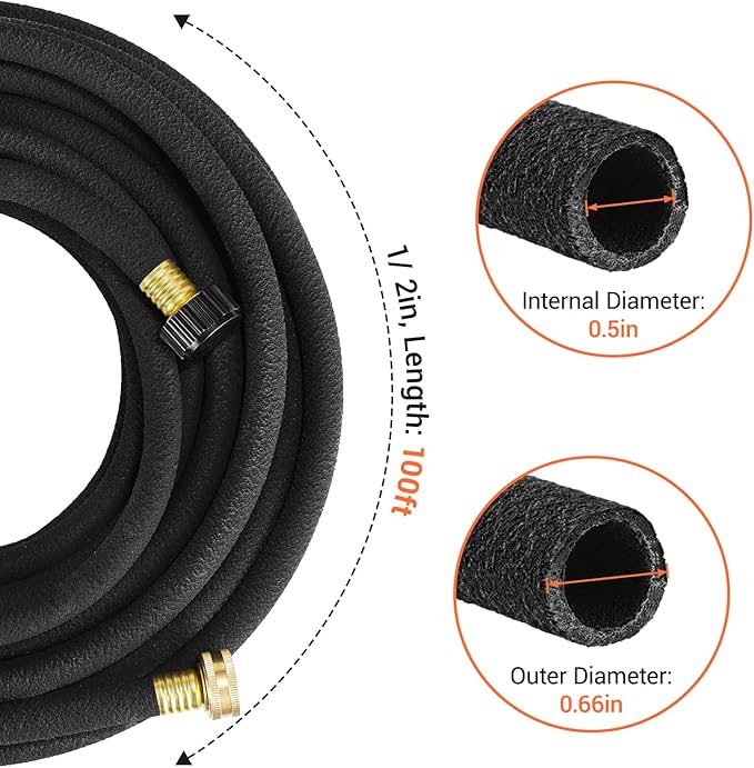 MAMIZO Soaker Hose Kit 100 ft 1/2", Solid Brass Connectors Rubber Longer Lasting, Heavy Duty Drip Hose to Save 70% Water, Soaker Hose for Garden, Lawn and Yard