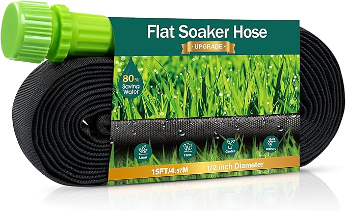 Soaker Hose 15ft for Garden Beds, Drip Irrigation Hose Saves 80% Water, Leak Proof Sprinkler Hose For Garden, Lawn, Flower Bed, Vegetable Field (15FT)