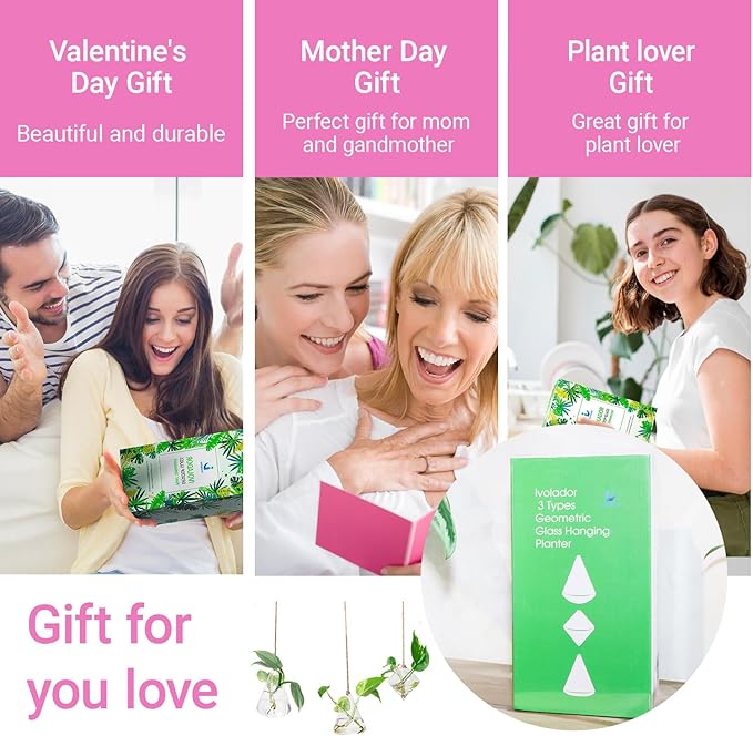 Glass Hanging Planter Plant Terrarium Hanging Propagation Station Container for Hydroponic Plants Home Garden Decor 3 Type