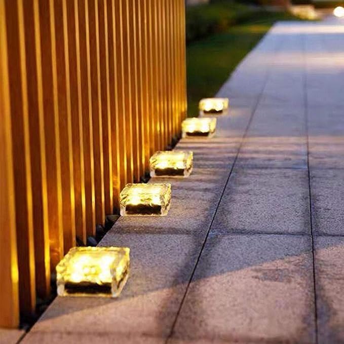 Epicgadget Solar Ice Cube Shaped Light, 2.8x2.8x2 inch Ice Cube Shaped Warm White Outdoor Solar Garden Decorative Lights for Walkway Pathway Backyard Christmas Decoration Parties (8 PCS)
