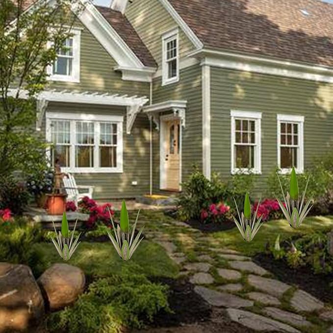 Metal Agave Plant Garden Art, 2 Pack Big Tequila Rustic Sculpture, Rustic Metal Agave Plants Garden Lawn Home Ornaments, for Yard Stakes, Garden Figurines, Outdoor Patio (2 PCS Green-b)