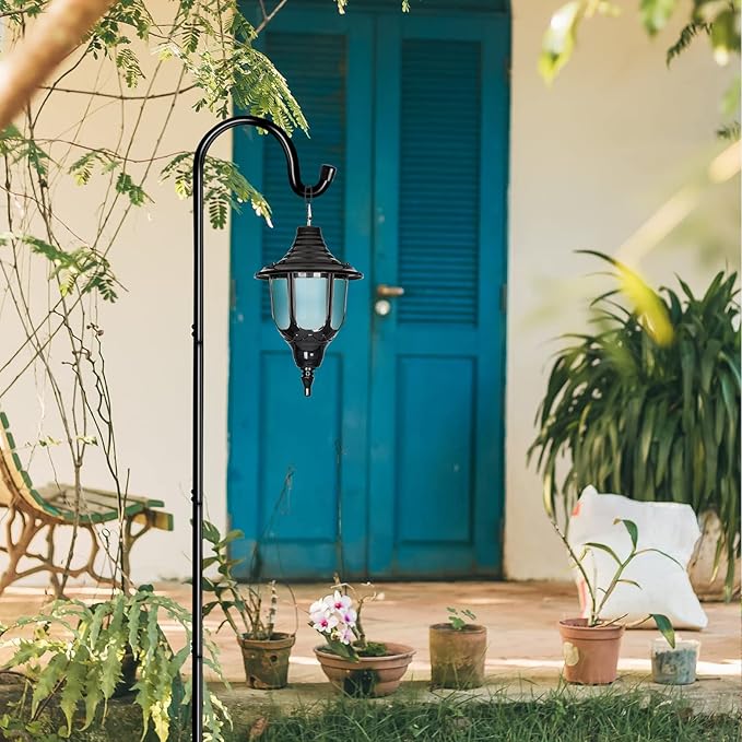 GOFORWILD Shepherd’s Hooks 2 Pack Black, 65 inches Tall, Adjustable Garden Hook for Outdoor, Hanging Plant, Solar Lights, Lanterns, Bird Feeders, Garden Stake and Wedding Decor, 7015