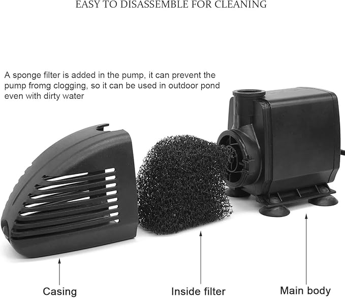 660GPH Submersible Pump Pond Fountain with Inside Filter and RGB Colorful LED Light, Multiple Water Fountain Spray Nozzles Kit for Garden PondIndoor and Outdoor Landscape