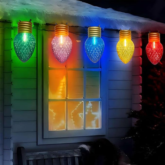 Jumbo Multicolor Christmas String Lights,16FT Jumbo Christmas Hanging Lights with 10 5'' LED C9 Large Strawberry Multicolor Bulbs, Hanging Christmas Decorations Lights for Home Tree Roof Yard Garden