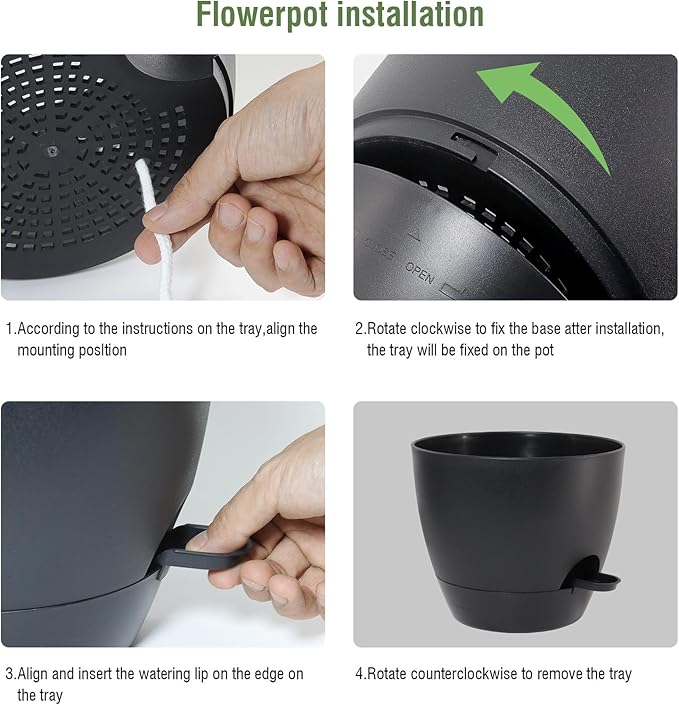 10/9/8 inch Medium Self Watering Pots, Plant Pots with Mesh Drainage Holes for Indoor Outdoor Garden Plants, Flower Pots with Removable Deep Reservoir, Set of 3 Plastic Planters, Black