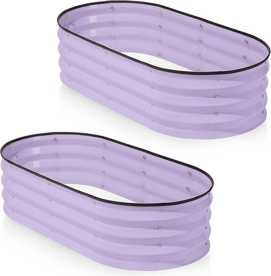 Galvanized Raised Garden Beds Outdoor // 4×2×1 ft (2-Pack) Planter Raised Beds for Gardening, Vegetables, Flowers (Lavender) // Large Metal Garden Box