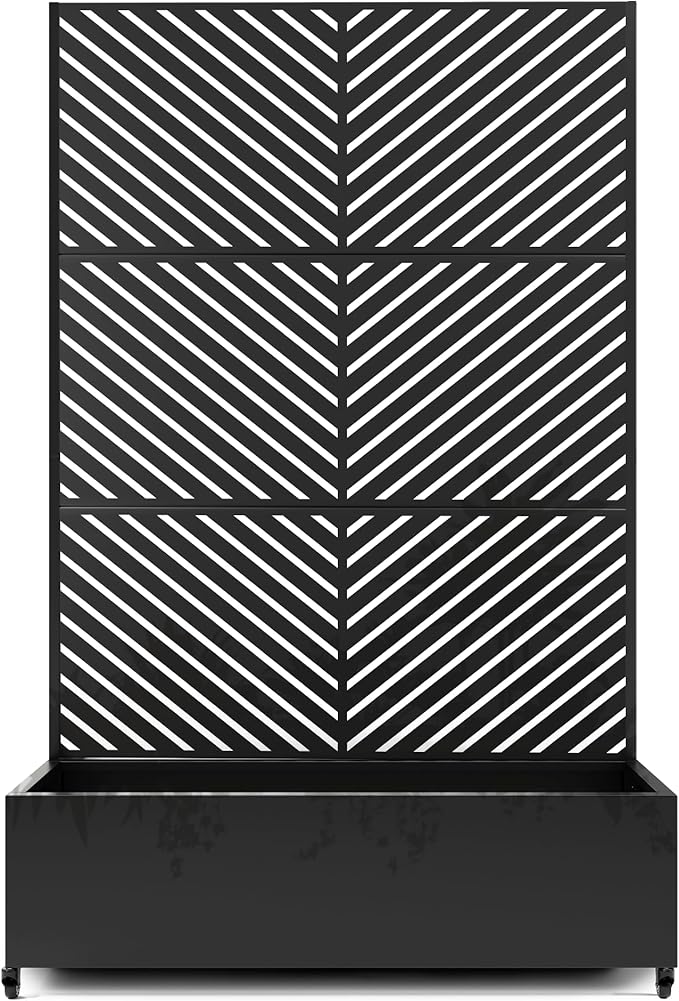 Raised Garden Bed with Trellis and Wheels,73"x47"x16" Metal Raised Garden Bed,Black Parallel Metal Planter with Climbing Trellis for Vines & Vegetables