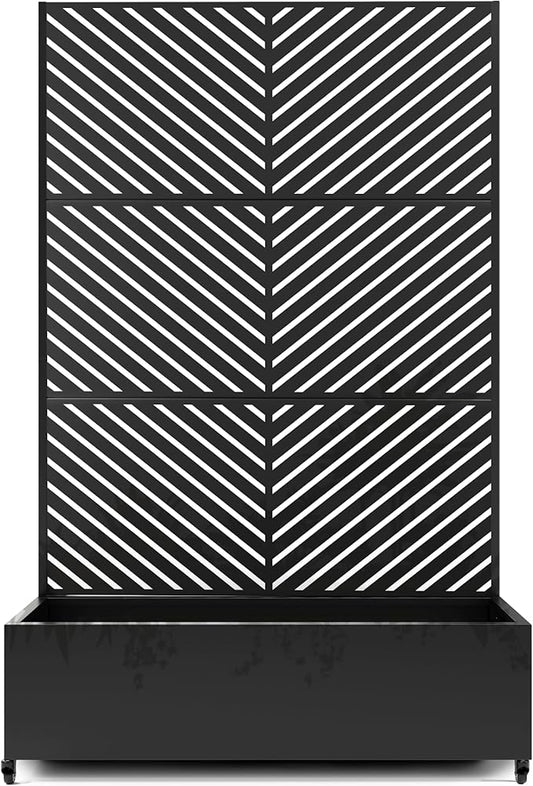 Raised Garden Bed with Trellis and Wheels,73"x47"x16" Metal Raised Garden Bed,Black Parallel Metal Planter with Climbing Trellis for Vines & Vegetables