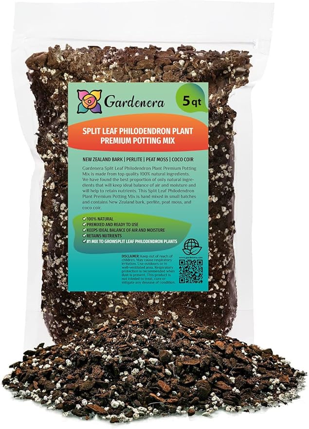 Split Leaf Philodendron Potting Mix - Retains Moisture and Prevents Root Rot - 5 Quart