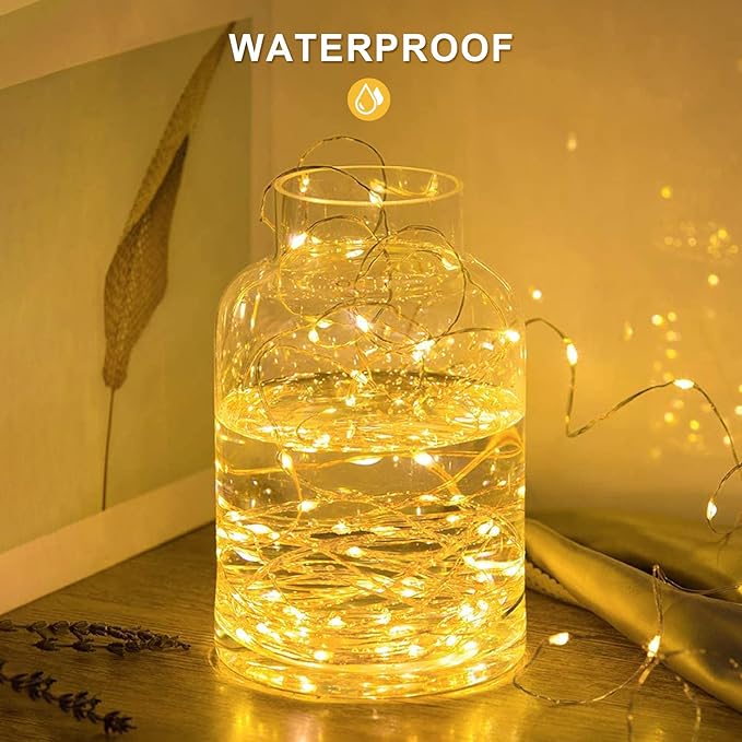 JMEXSUSS 2 Pack Solar String Lights Outdoor Waterproof, Each 33FT 100 LED Warm White Christmas Lights, Waterproof 8 Modes Copper Wire Solar Fairy Light for Outside Patio Tree Yard Garden Decorations