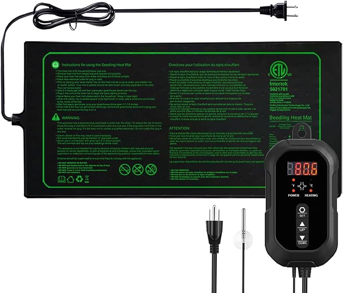 20"x 10" Seedling Heat Mat with Digital Thermostat Combo Set,ETL Certified and Durable Waterproof Warm Hydroponic Heat Mat for Germination,Indoor Gardening,Brewing and Greenhouses
