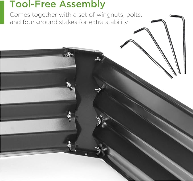 Best Choice Products 6x3x1ft Outdoor Metal Raised Garden Bed Box Vegetable Planter for Vegetables, Flowers, Herbs, and Succulents - Dark Gray