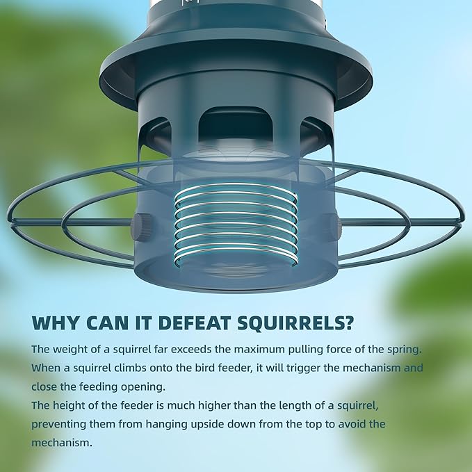 Bird Feeder,Metal Squirrel Proof Bird Feeders for Outdoors Hanging 4.0 LB Capacity,Easily Beat Squirrels,Attracting Finch,Cardinal,Chickadee