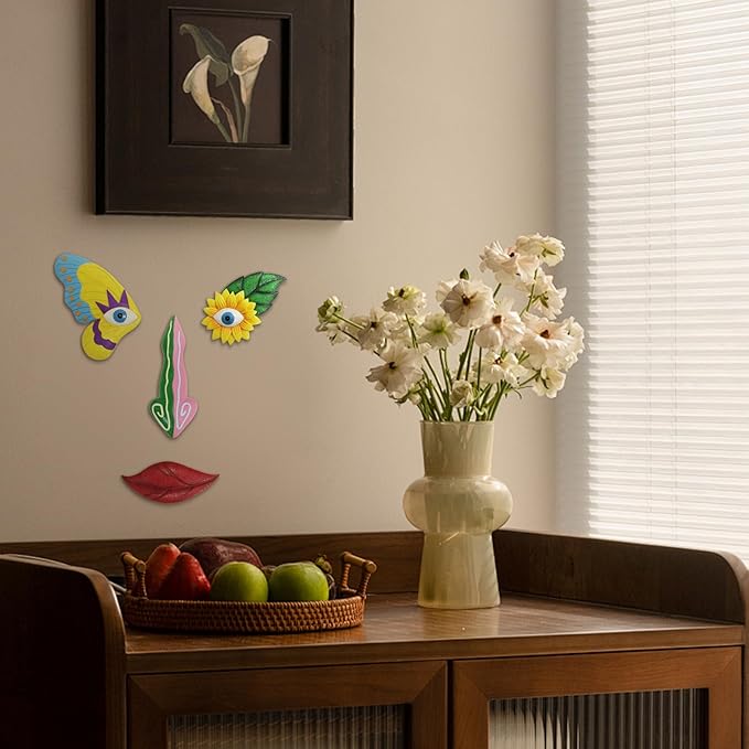 Tree Faces Decor Outdoor,Funny Tree Faces Sculpture,Colorful Fence Decorations Outdoor,Suitable for Yard and Garden Art Décor(1pcs,Colorful Butterfly)