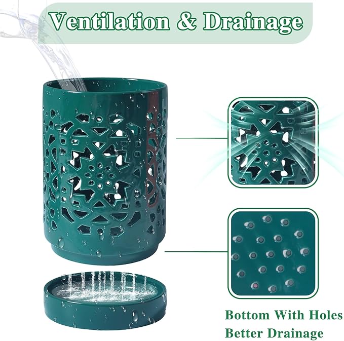 Orchid Pot 4 Inch, Orchid Pots with Holes & Saucers for Repotting, Breathable Slotted Orchid Pots Flower Plant Nursery Pot Green