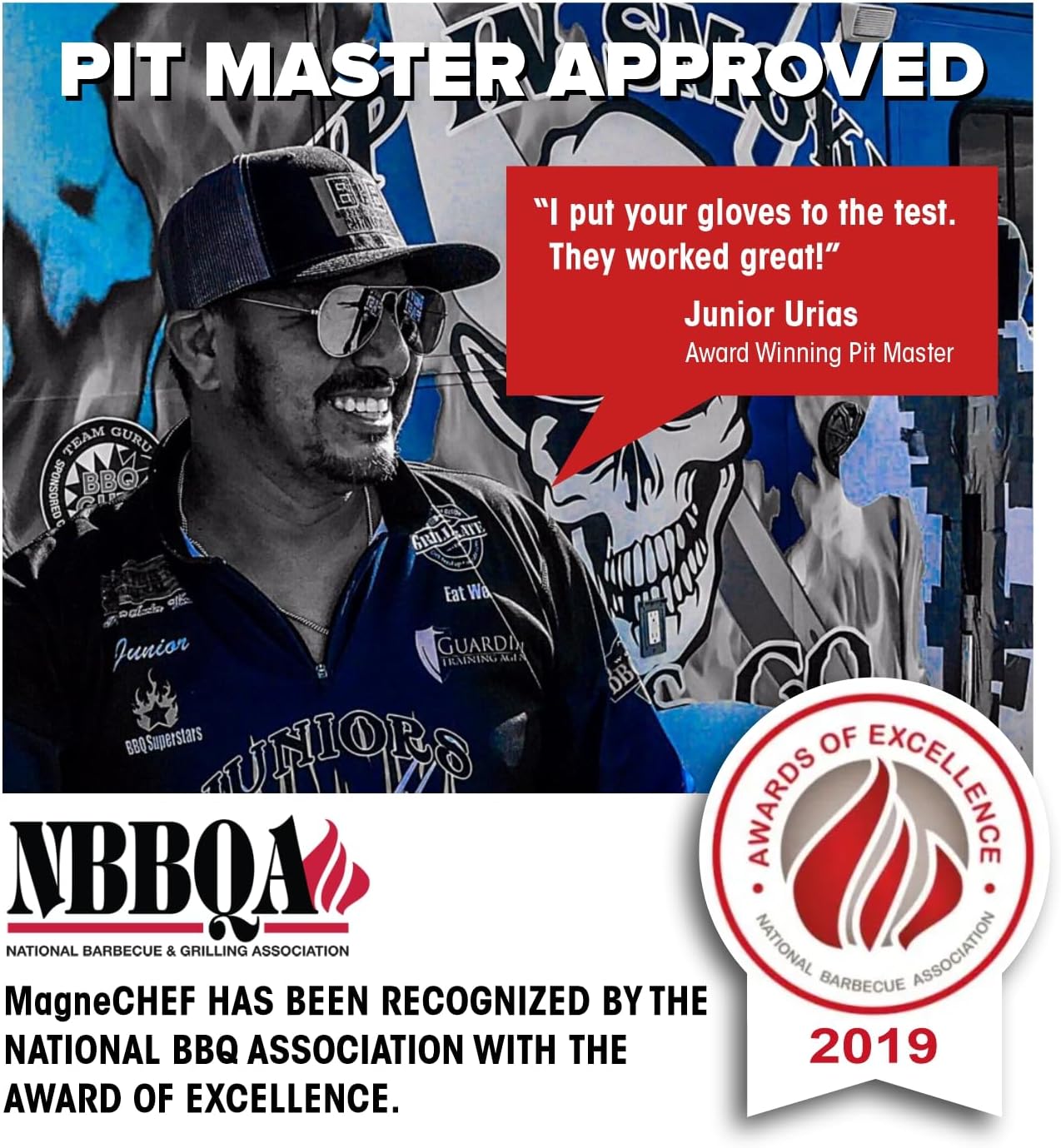 Freedom BBQ Gloves 932°F Heat Rated Magnetic EZ On Off Safety Clips Waterproof for Grills Smokers Fryers Ovens (14")