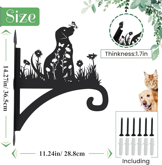 Plant Hangers Outdoor Heavy Duty Iron Decorative Dog Silhouette Plant Hooks for Hanging Baskets 11 inch Hanging Plant Bracket Wall Hooks for Flower Pot Lantern Bird Feeder Wind Chimes