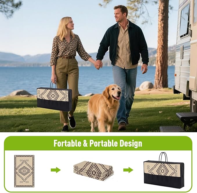 WILDROOTS 5x8 Feet Del Diamond Plastic Outdoor Rug, Stain Resistant Waterproof Reversible Outdoor Patio Rug, Fade Resistant Camping Rug