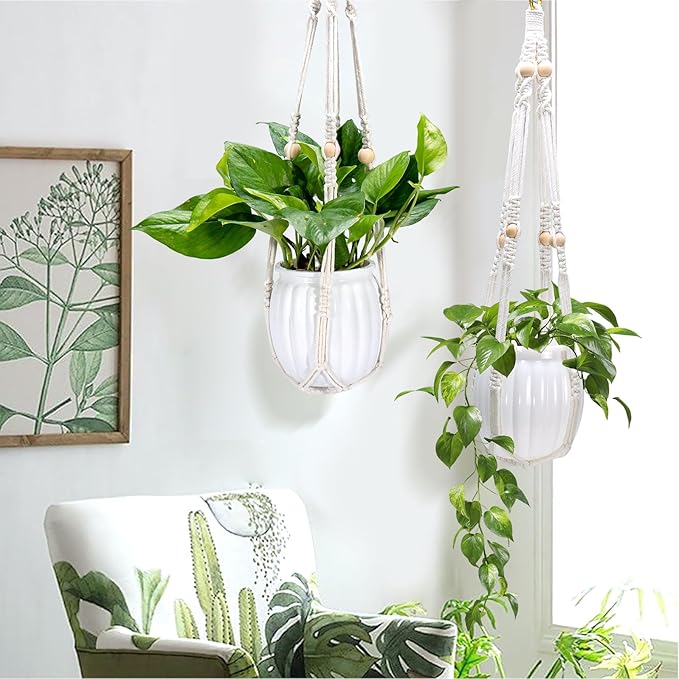 Small Hanging Planters Self Watering 5 Inch, 3 Set Hanging Plant Pot for Indoor Outdoor Plants, Hanging Flower Pots with Drainage Hole & 2 Kinds of Plant Hangers for Garden Home Decor