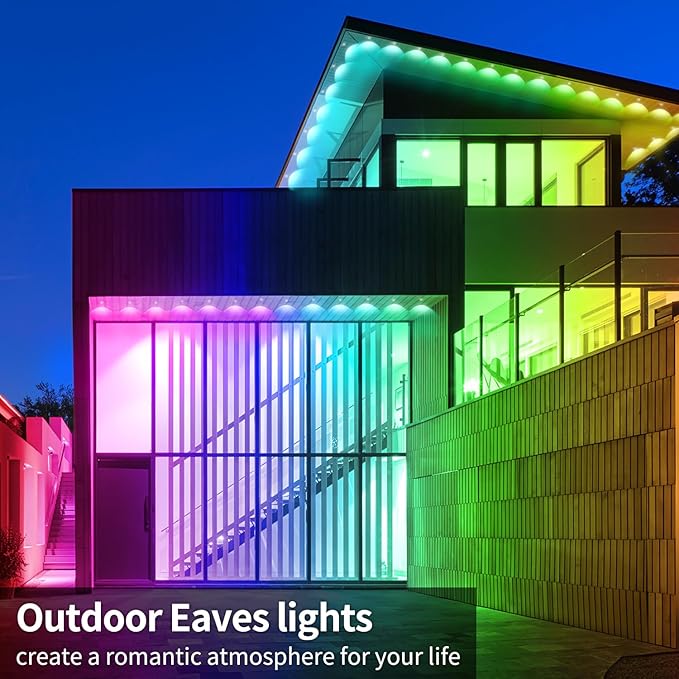 Permanent Outdoor Lights,200ft RGB Eave Lights with App Control Remote,IP67 Waterproof LED Light,Music Sync Outside Light for House,Halloween,Roof,Garden,Christmas Decorations