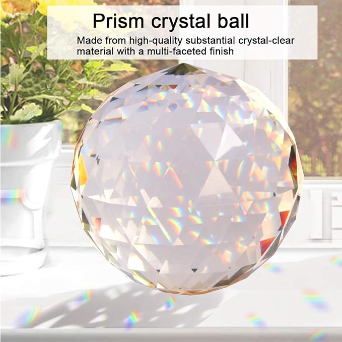 Clear Glass Crystal Ball Prisms Window Rainbow Maker Sphere Faceted Gazing Ball Prism Prism Suncatcher for Home Décor, Feng Shui, (120mm/4.72inch)