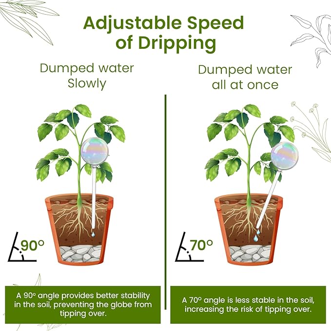 Large 4 Pcs Iridescent Self Watering Globes, Glass Rainbow Plant Watering Globes, Self Watering Planter Insert, Automatic Plant Waterer Indoor, Plant Watering Devices, Plant Water Globe, Watering Bulb