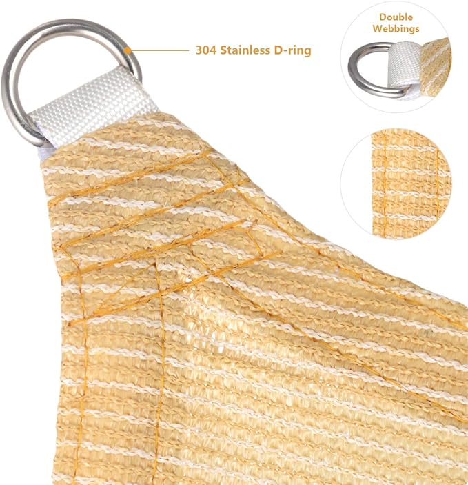 Eden's Decor Straight Flat-Edged Sun Shade Sail Rectangular 16' x 19' Beige UV-Blocking Outdoor Canopy Fabric Cloth Awning for Pergola Patio Garden Backyard Custom Size