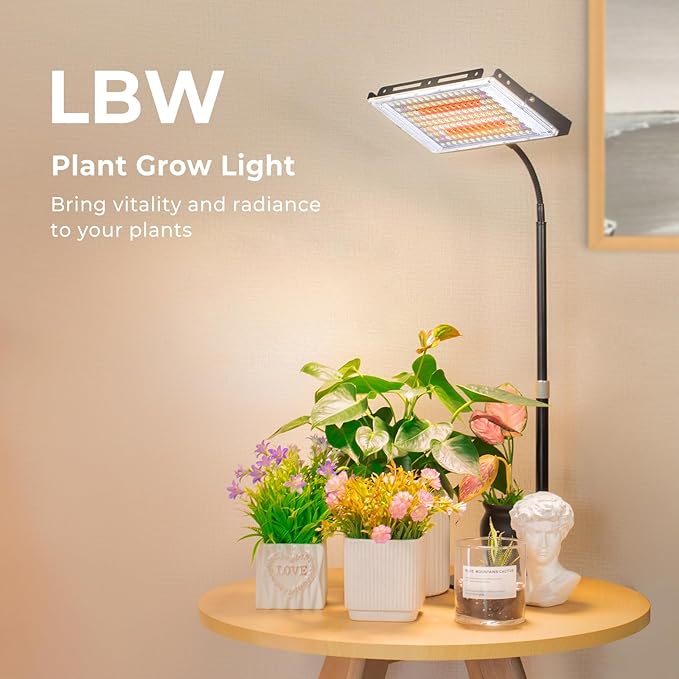 LBW Grow Light for Indoor Plants,144 LED Full Spectrum Plant Light for Indoor Plants, Large Desk Grow Lamp with On/Off Switch, Height Adjustable, Flexible Gooseneck, Ideal for Indoor Grow