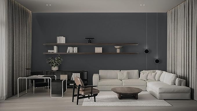 Dimoon 110''x17.7'' Grey Peel and Stick Wallpaper Contact Paper Modern Self Adhesive Wall Paper Removable Renter Friendly Textured Solid Color Shelf Cabinet Vinyl Roll (110''x17.7'',Dark Grey)