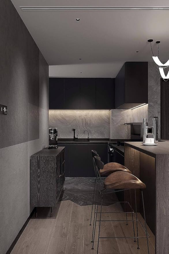 Dimoon 394''x15.7'' Black Skin Peel and Stick Wallpaper Contact Paper Modern Self Adhesive Wall Paper Removable Renter Friendly Textured Solid Color Cabinet Vinyl Roll (394''x15.7'',Black Skin)