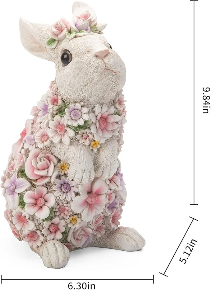 Rabbit Statue Outdoor Statues Bunny Figurines Garden Decor Resin Easter Decorations Bunnies Gifts Home House Kitchen Figurine Patio Lawn Yard Art Housewarming Funny Decoration (10inch)