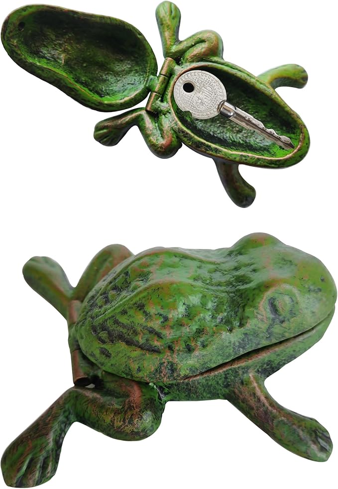 Iron Frog Key Hider - Hide a Key Outdoor - Outside Key Hider - Spare Key Holder, Garden Decoration Frog Statues…