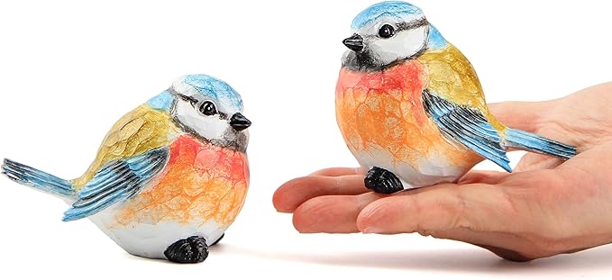 Bird Statue for Garden Decoration,A Set of 2 Pieces Garden Sculptures & Statues,Animal Bird Figurine for Outdoor Yard Porch Lawn Patio Shelf Bookshelf Decor,Small Bird Ornament