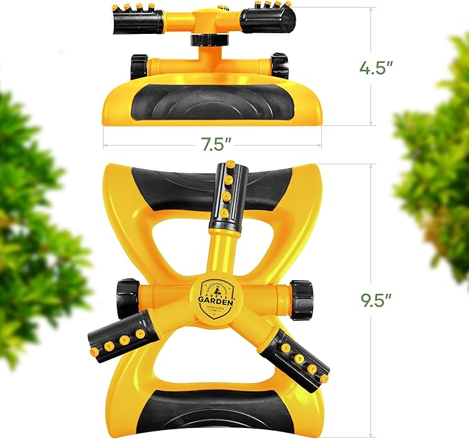 Joeys Sprinkler for Yard, Rotating Garden Sprinkler for Large Area Coverage, Lawn and Yard Sprinklers (Yellow)