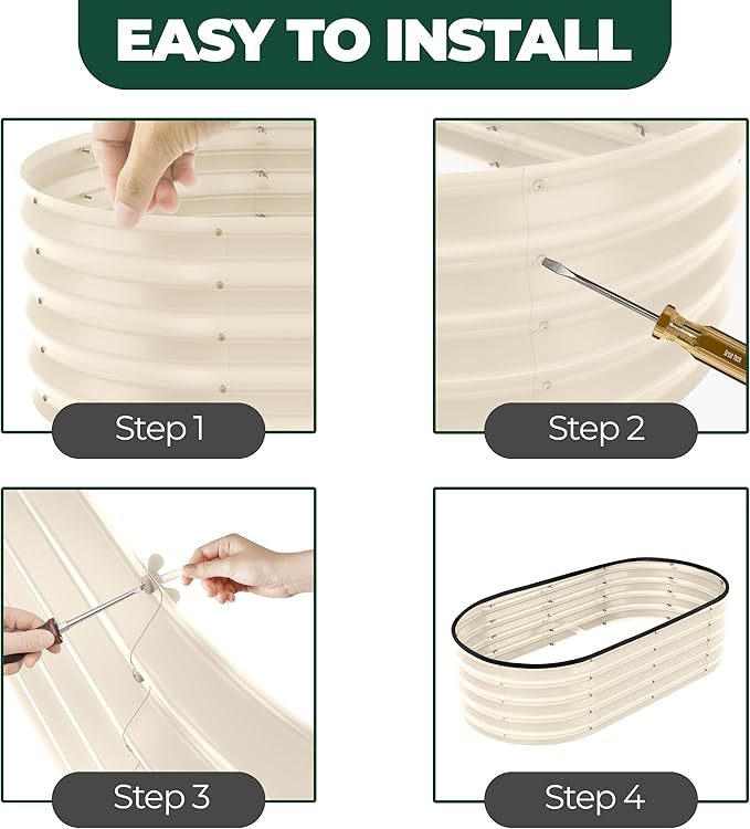 Utopia Home Galvanized Raised Garden Bed, 4 by 2 feet Lightweight Planter Boxes Outdoor with Easy Assembly, Large Garden Bed for Vegetables, Fruits, Flowers, Beige