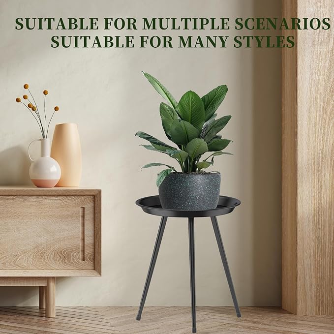 Plant Stand Indoor Outdoor - Flower Pot Stands Tall Metal - Heavy Duty Plant Holder - Small Round Plant Table for Living Room Balcony Patio Garden Home