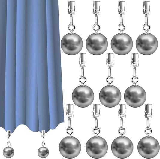 10 Pack Heavy Duty Curtain Weights, Heavy Weights for Outdoor Curtains of Pergola Patio Gazebo Cabana, Stainless Steel Weight Clip Down Curtain, Garden Flag, Shower Curtain, Tablecloth