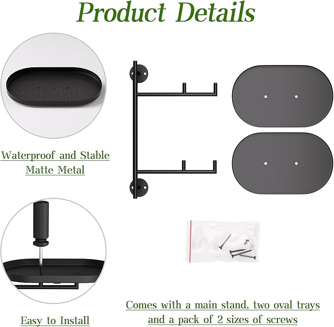 WIndow Rotating Plant Stand Shelf Indoor Black Metal Floating Shelves 2-Tier Wall Mount Plant Holders for Living Room Wall Planter Modern Home Decor for Gardening