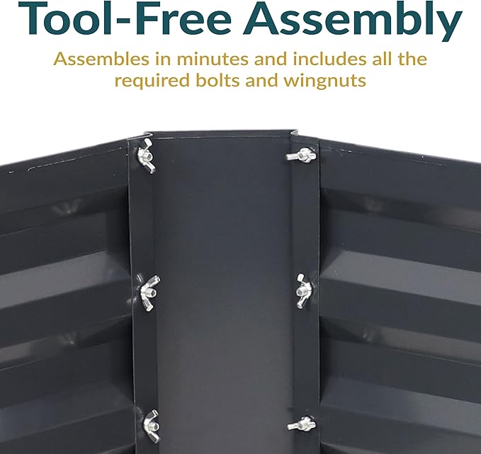 Sunnydaze 11.75" H Raised Metal Garden Bed - Galvanized Raised Garden Bed Outdoor for Vegetables and Flowers - Dark Gray - L-Shaped