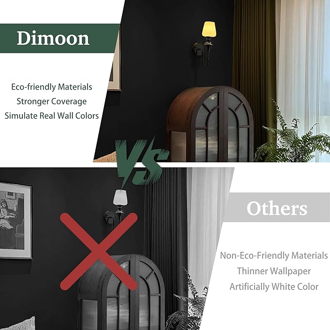 Dimoon 590''x17.7'' Black Peel and Stick Wallpaper Contact Paper Self Adhesive Wall Paper