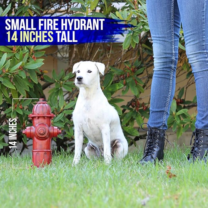 Dog Fire Hydrant Garden Statue with 2 Stakes, 14 Inches (Small)